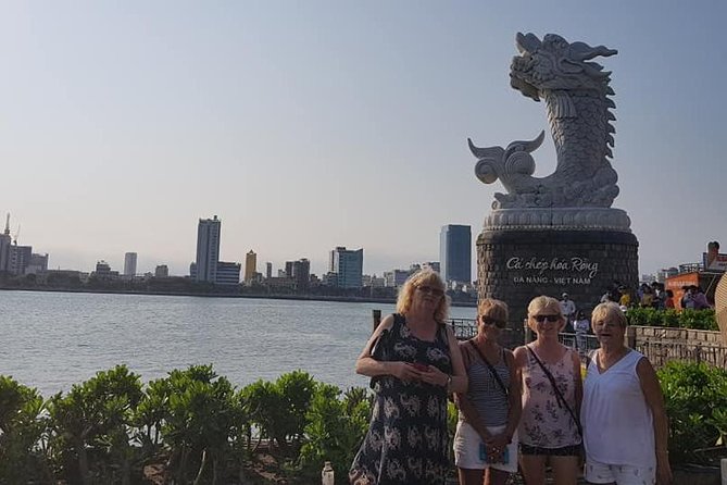 DA NANG NIGHTLIFE Tour with MARBLE MOUNTAIN & LADY BUDDHA STATUE, DRAGON BRIDGE - Dragon Bridge at night: steel dragon photos and weekend fire show