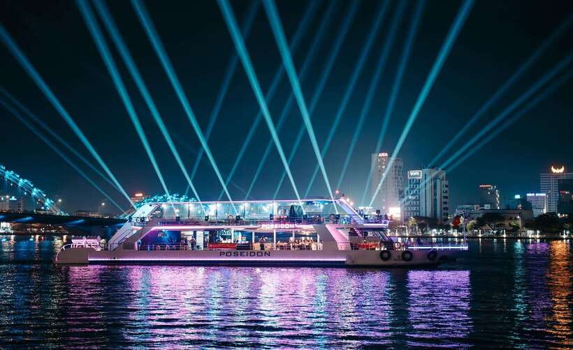 Da Nang: Poseidon Cruise with Dinner and Dragon Bridge Show - Watching the Dragon Bridge fire show from the water