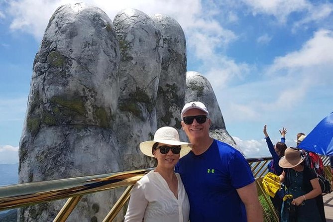 Golden Bridge-Dragon Bridge-Marble Moutain-Monkey Mountain fromHoi An or Da Nang - Dragon Bridge: the steel dragon and the Da Nang skyline shot
