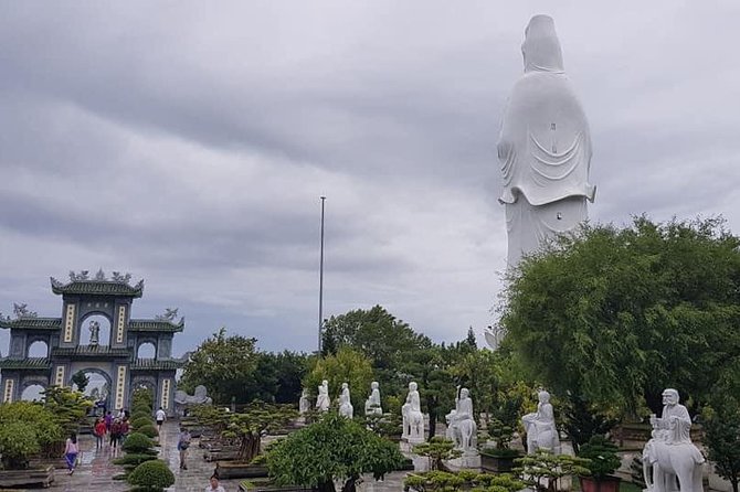 Guided Fullday Tour :Golden Bridge,Dragon Bridge,Marble Mountain,Monkey Mountain - Marble Mountains: caves, pagodas, elevator ticket, and wartime context