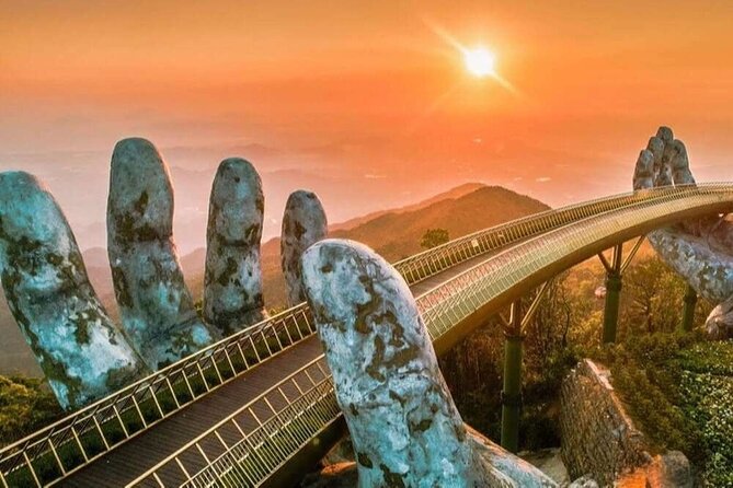 Sunrise My Son-Golden Bridge-Dragon Bridge Show & Seafood Meals - Ba Na Hills and Sun World: cable car time plus a theme-park-sized viewpoint